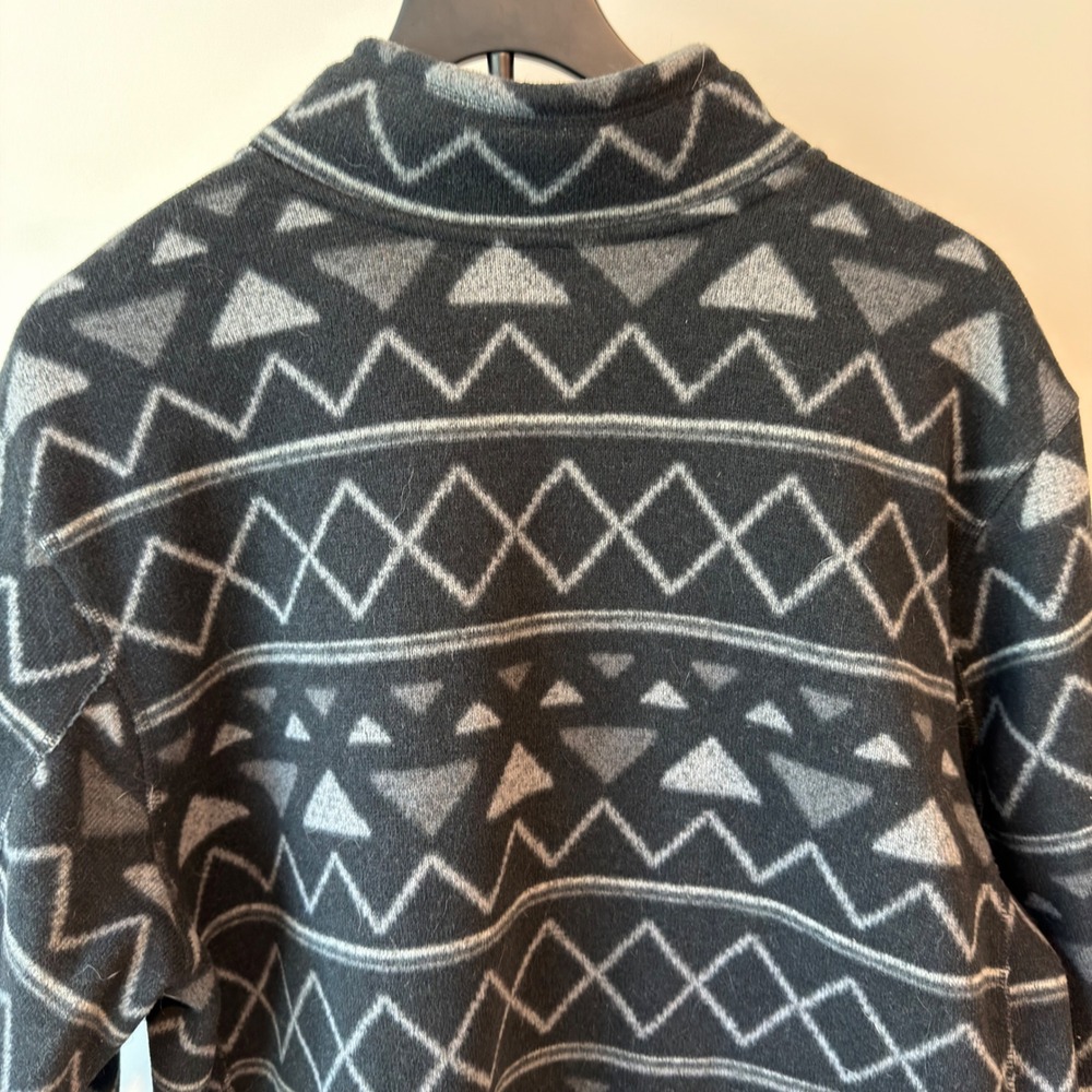 The North Face Mens XL Aztec Geometric Fleece Quarter Zip Pullover Black Grey - Picture 7 of 9